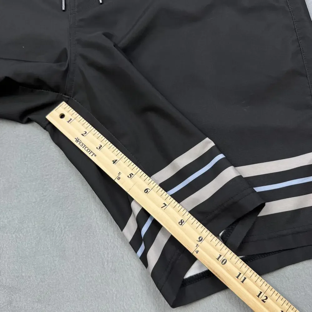 Fair Harbor Swim Trunks Mens 2XL Black Striped Board Shorts Lined Stretch